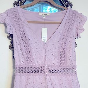 Miami Embroidered Boho Lavender Maxi Dress sz M